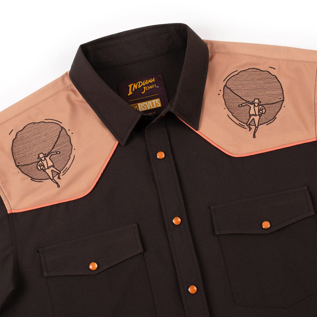 RSVLTS Adventure Awaits Roper Short Sleeve Shirt in Brown — detail 2