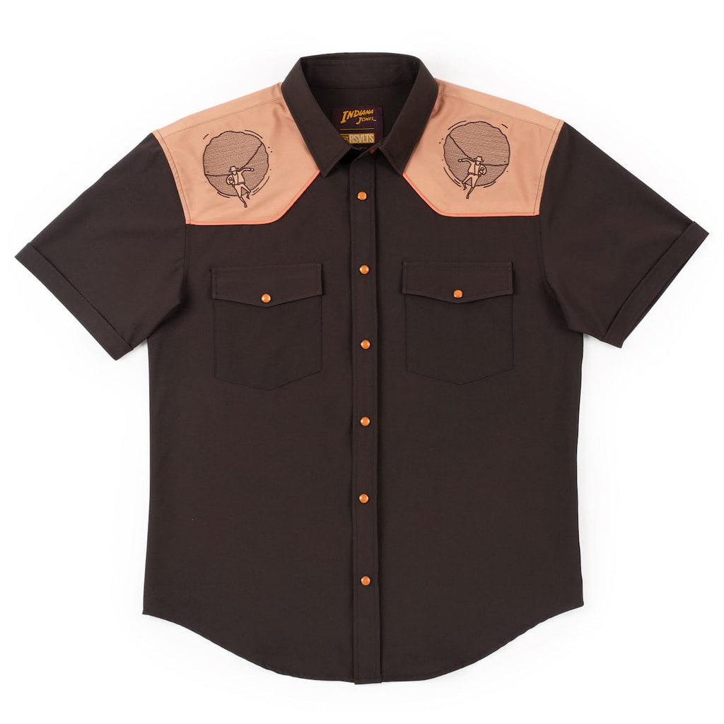 RSVLTS Adventure Awaits Roper Short Sleeve Shirt in Brown — detail 3