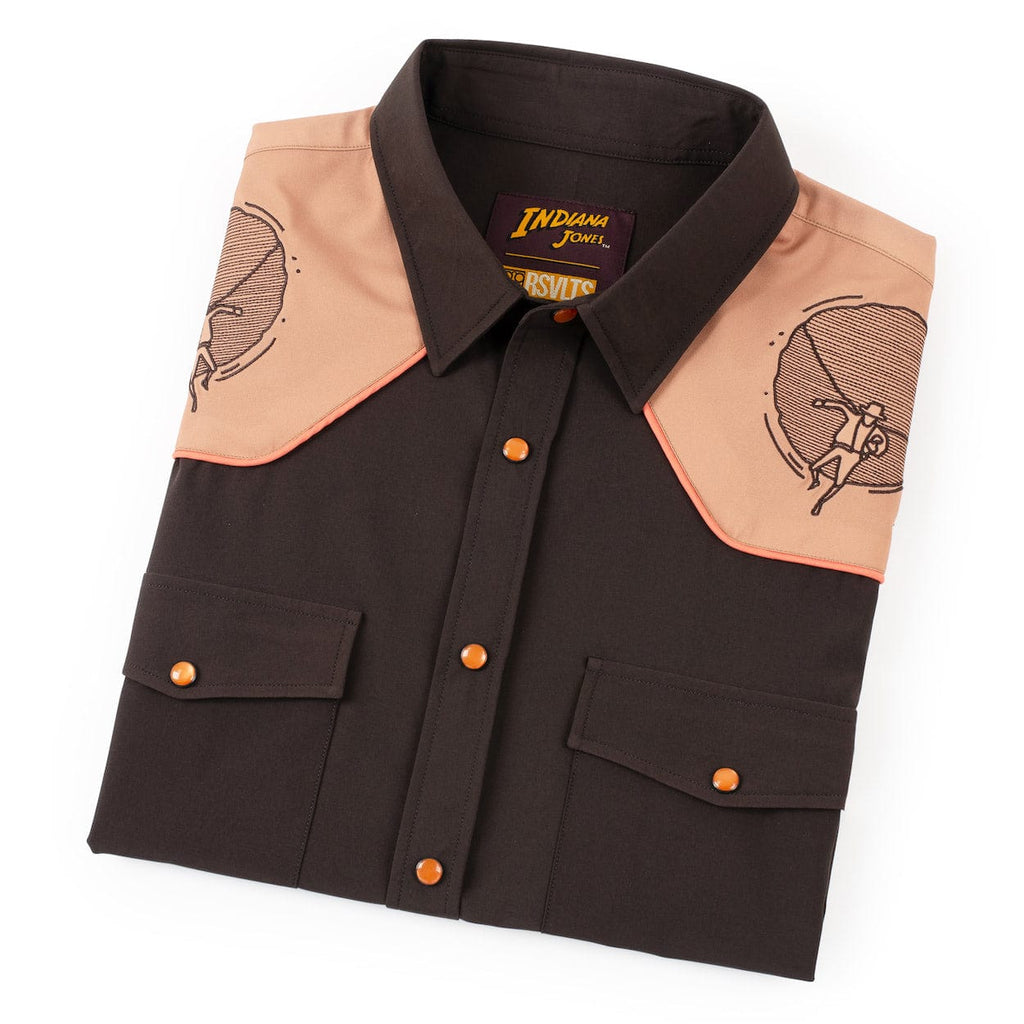 RSVLTS Adventure Awaits Roper Short Sleeve Shirt in Brown — detail 8
