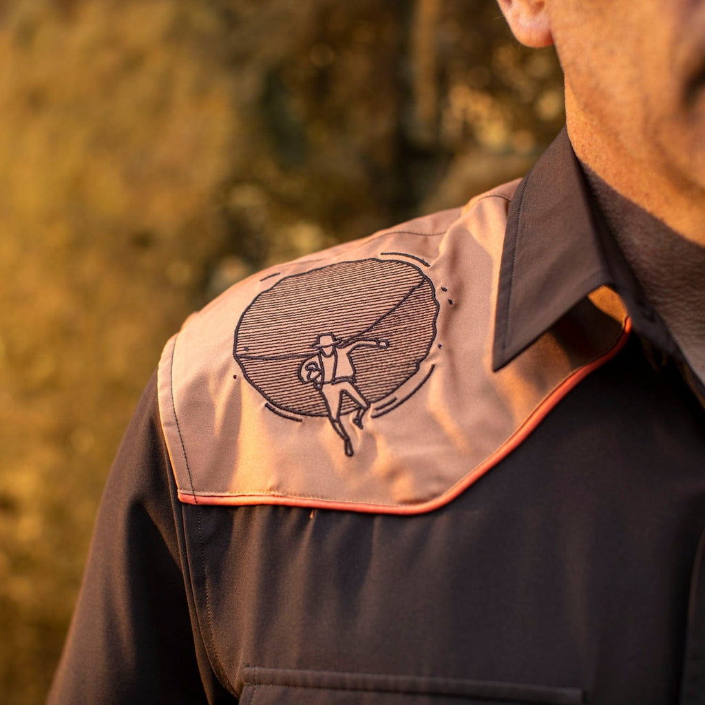RSVLTS Adventure Awaits Roper Short Sleeve Shirt in Brown — detail 7