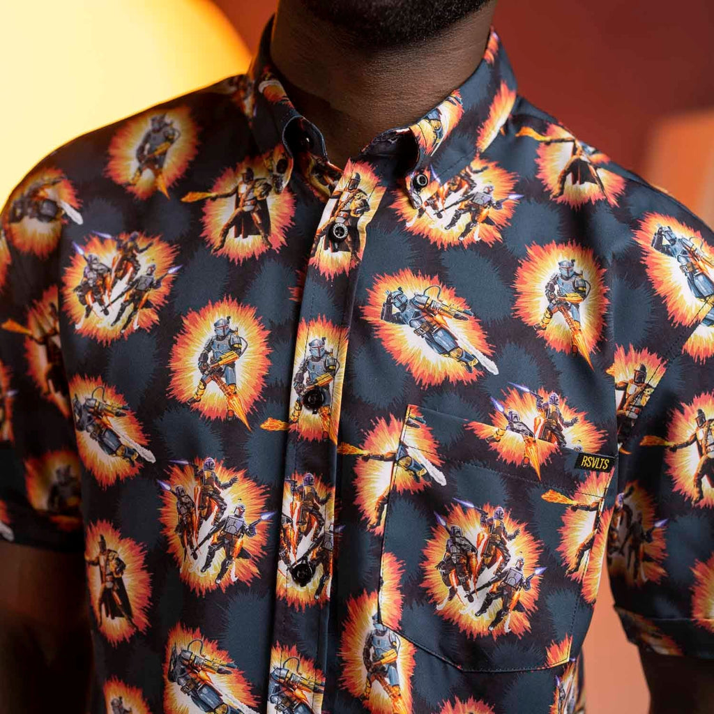 RSVLTS A Real Mandalorian Hero KUNUFLEX Short Sleeve Shirt in Black — detail 6