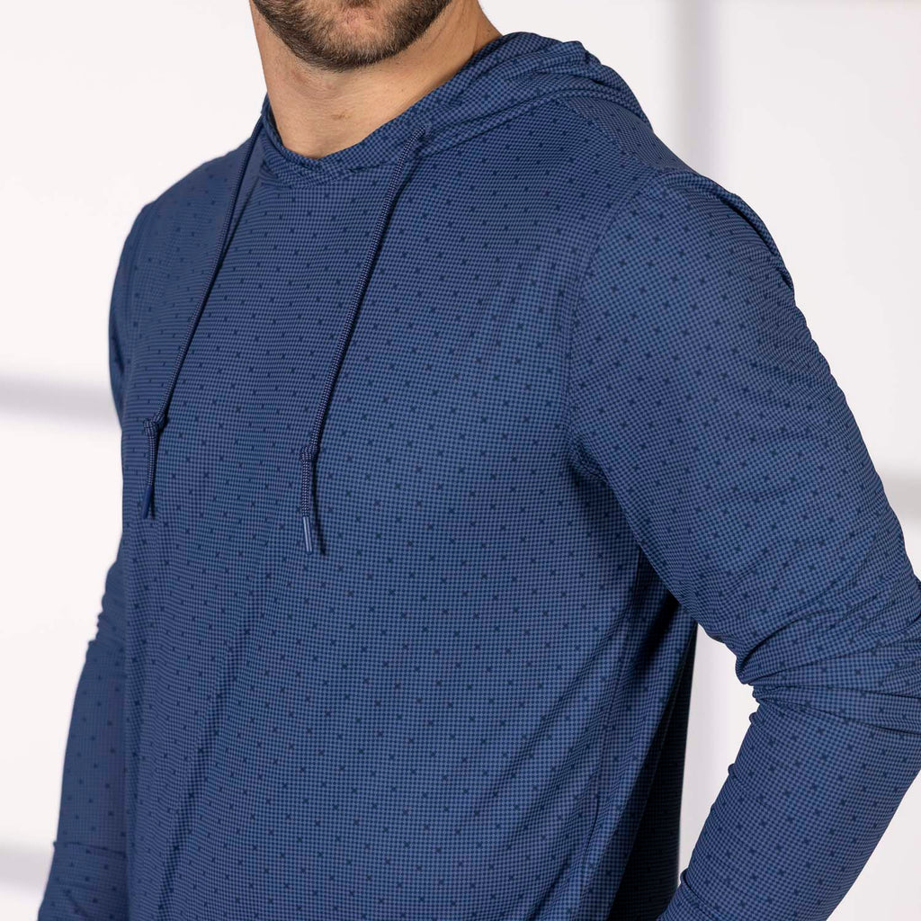 RSVLTS Static Slate Surge Performance Hoodie in Blue — front view