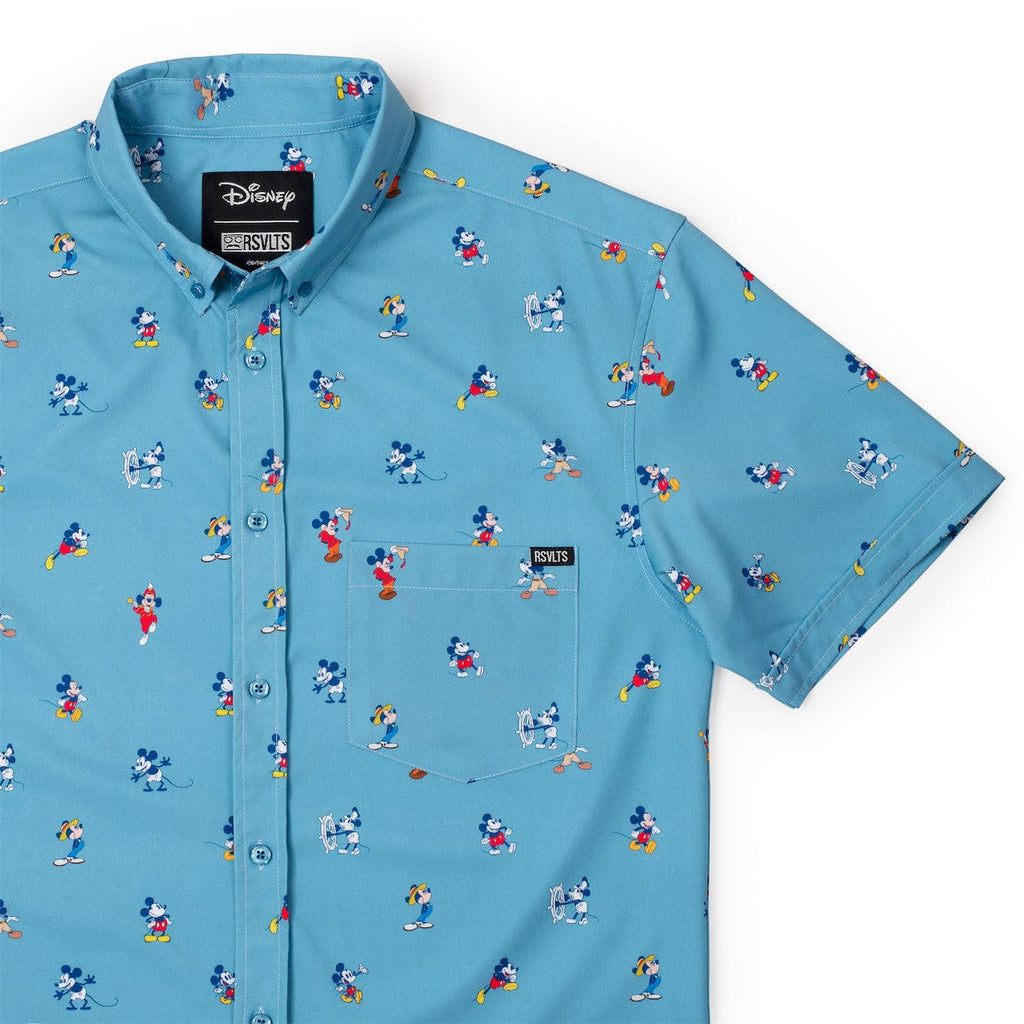 RSVLTS Lil Mickeys KUNUFLEX Short Sleeve Shirt in Blue — front view
