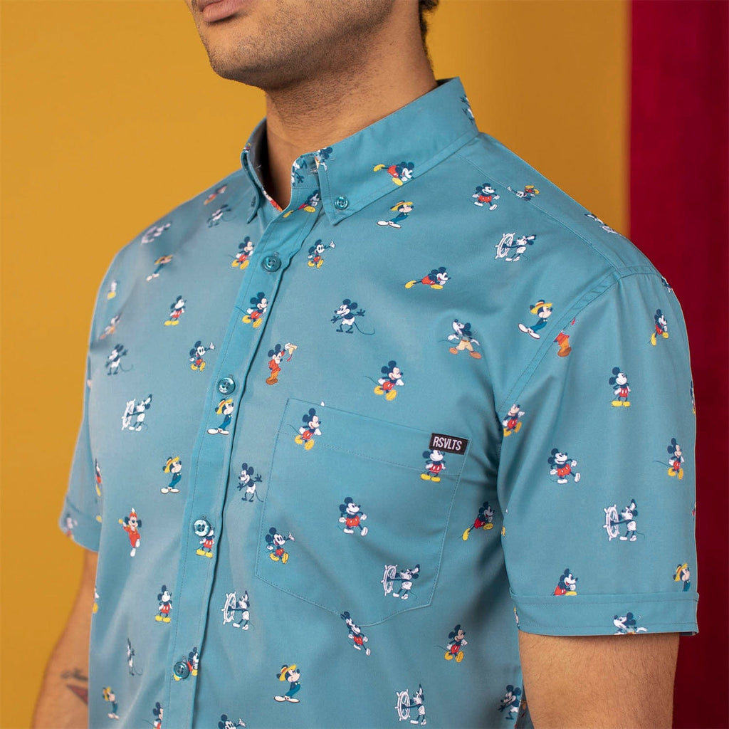 RSVLTS Lil Mickeys KUNUFLEX Short Sleeve Shirt in Blue — detail 2