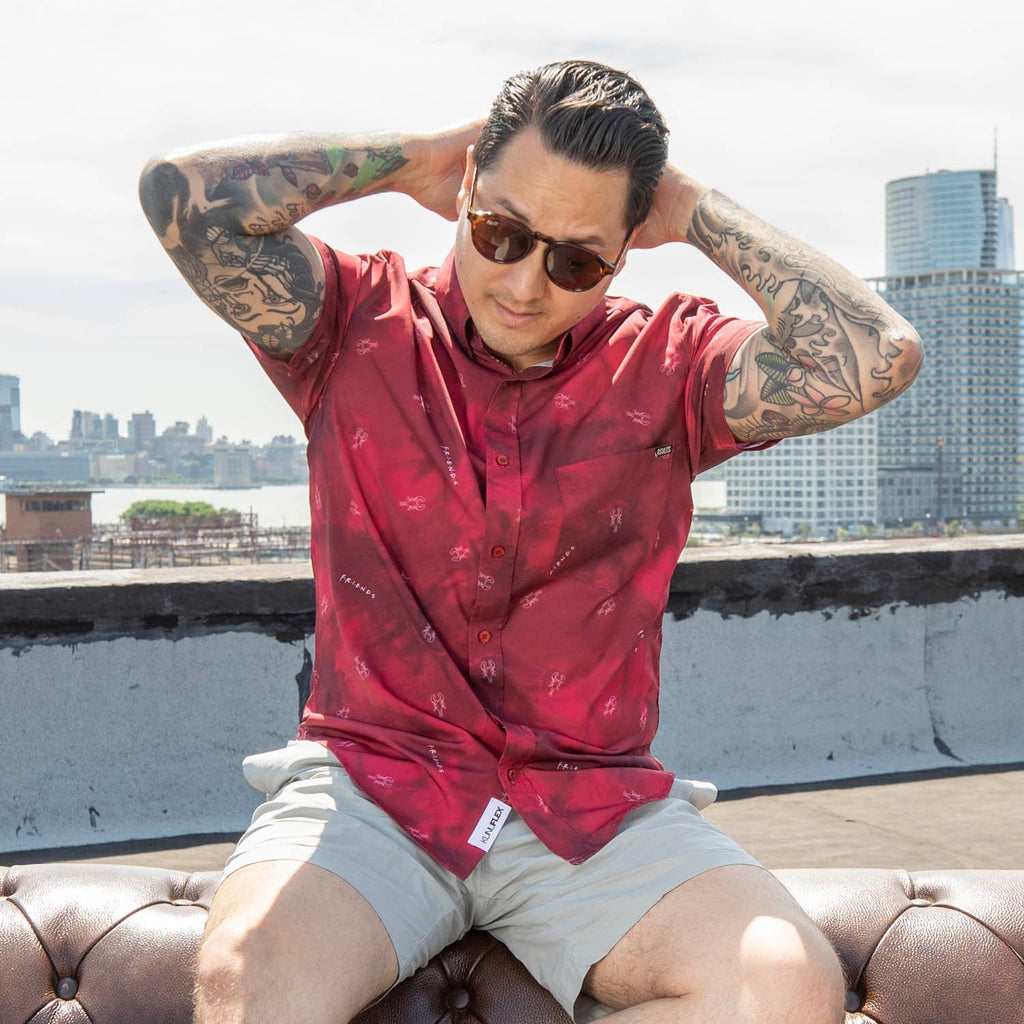 RSVLTS The One With Ross & Rachel KUNUFLEX Short Sleeve Shirt in Red — detail 9