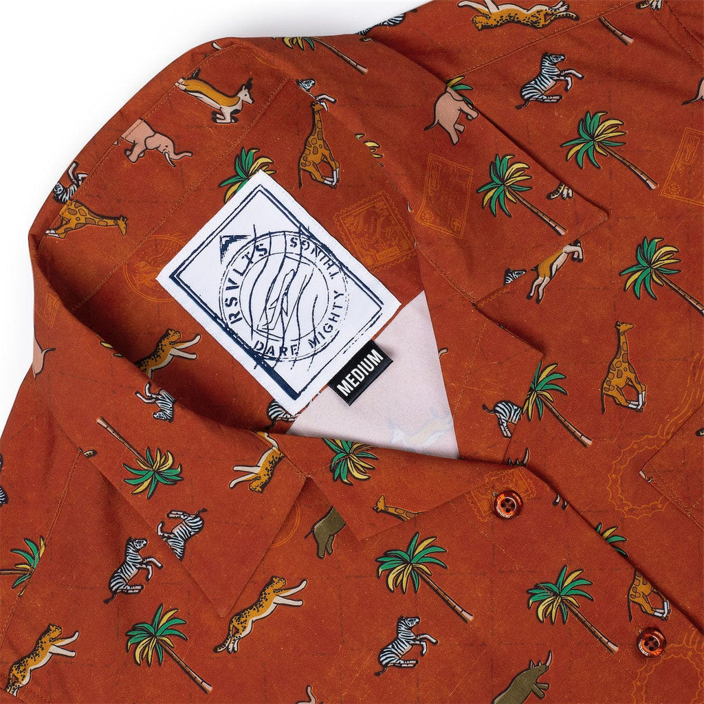 RSVLTS Destination Darjeeling Women's KUNUFLEX Short Sleeve Shirt in Brown — detail 8