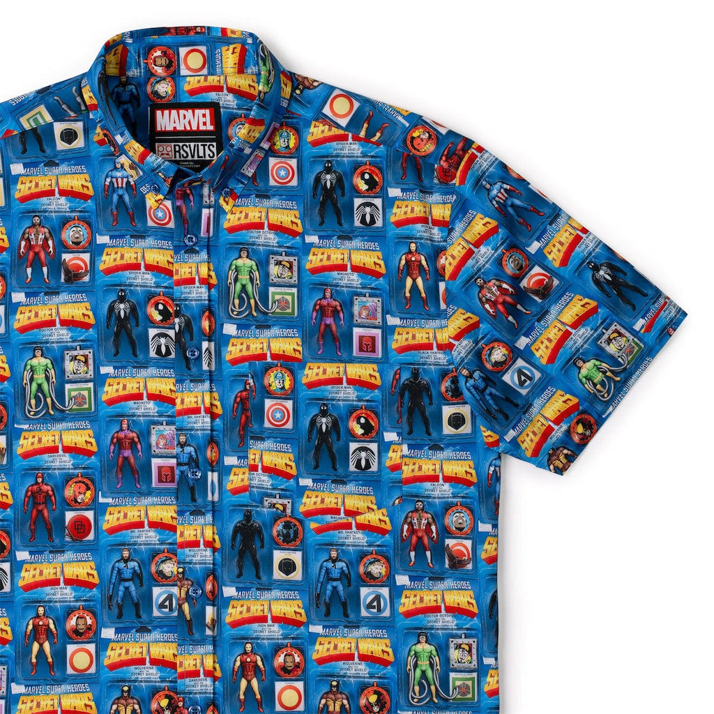 RSVLTS Secret Shields KUNUFLEX Short Sleeve Shirt in Blue — front view