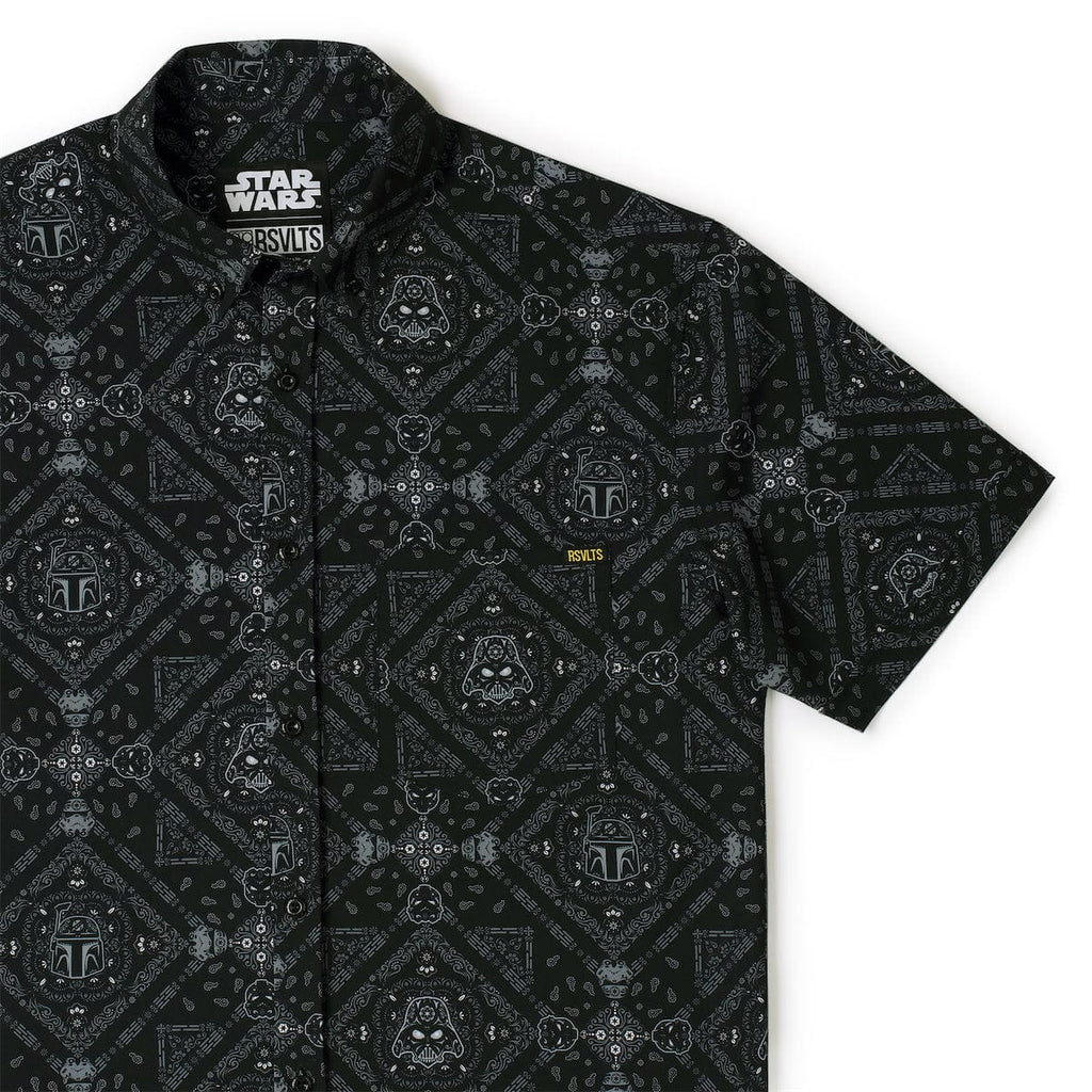RSVLTS Day of the Dark Side KUNUFLEX Short Sleeve Shirt in Black — front view
