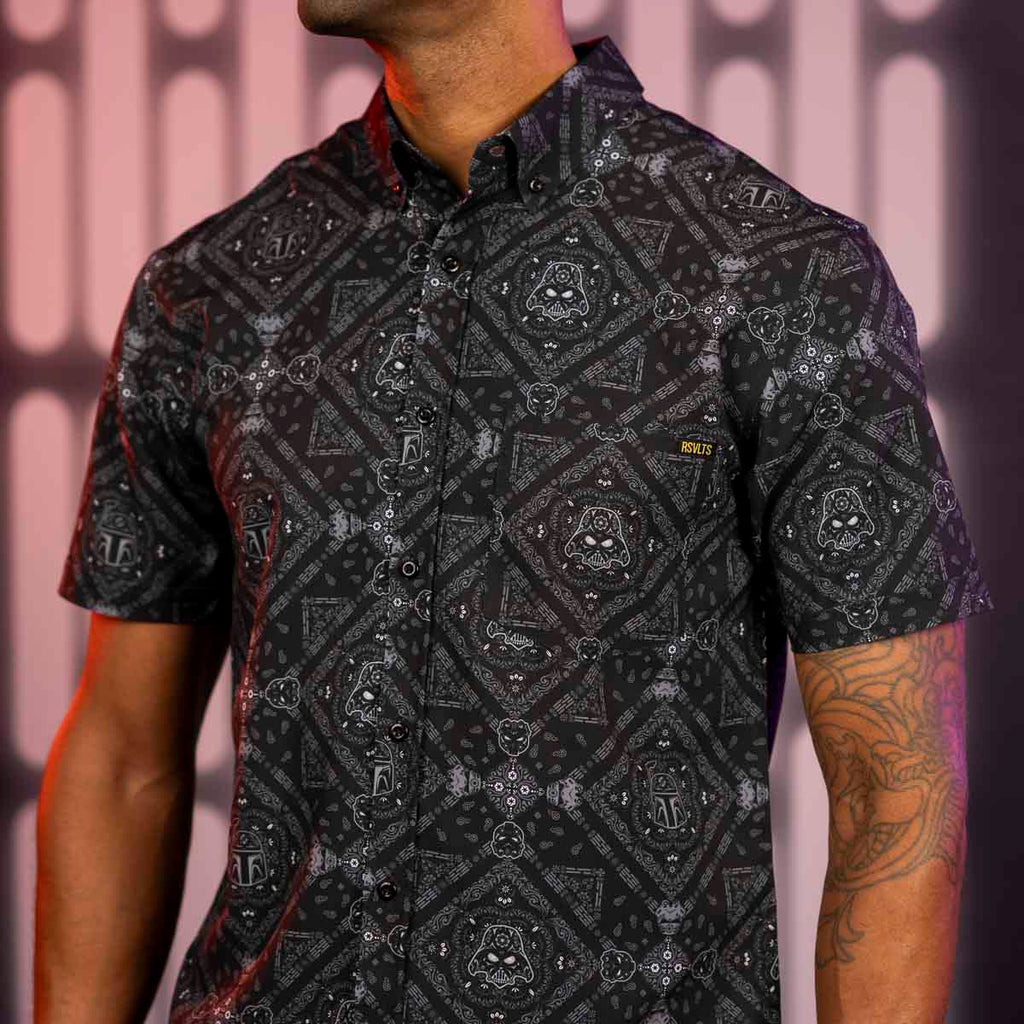 RSVLTS Day of the Dark Side KUNUFLEX Short Sleeve Shirt in Black — detail 4