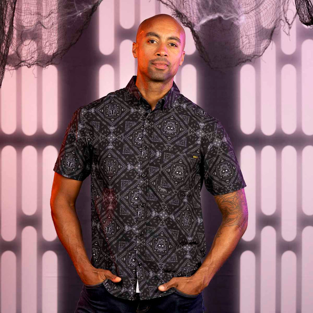 RSVLTS Day of the Dark Side KUNUFLEX Short Sleeve Shirt in Black — detail 5