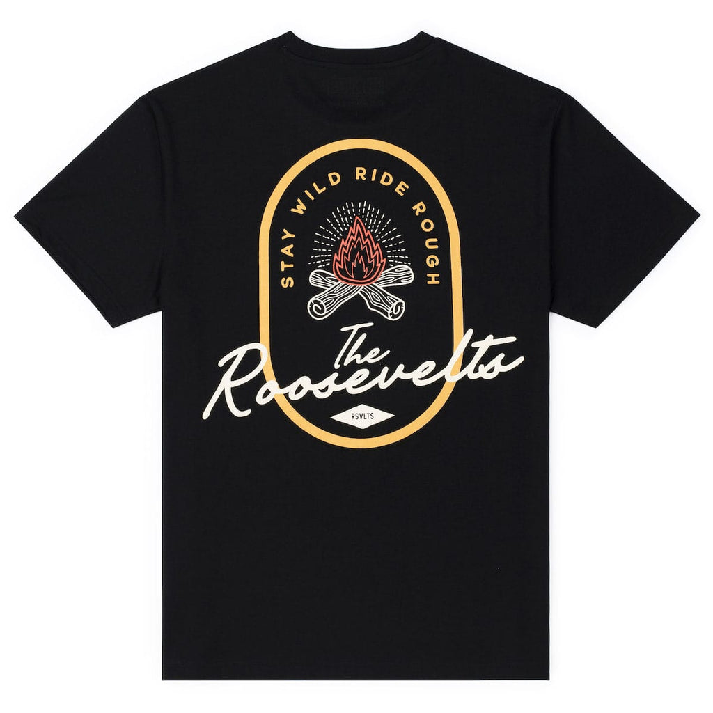 RSVLTS Stay Wild Campfire Crewneck Tee in Black — detail 6
