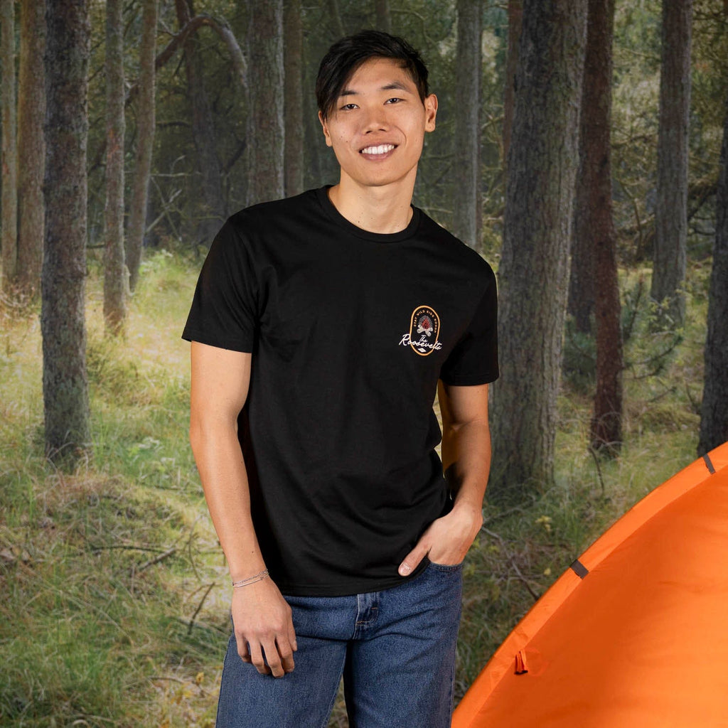 RSVLTS Stay Wild Campfire Crewneck Tee in Black — detail 3
