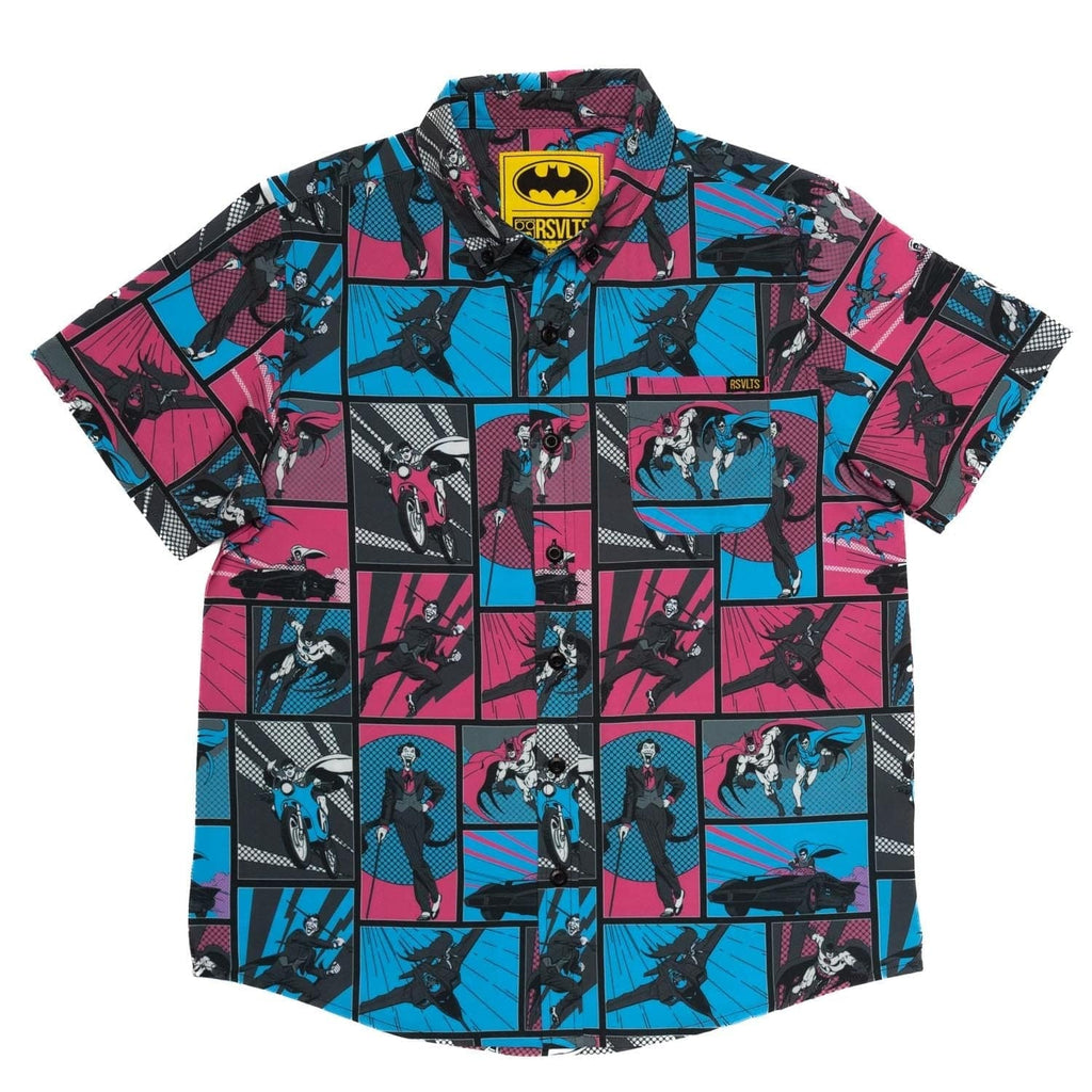 RSVLTS Funny Papers Youth KUNUFLEX Short Sleeve Shirt in Black — front view