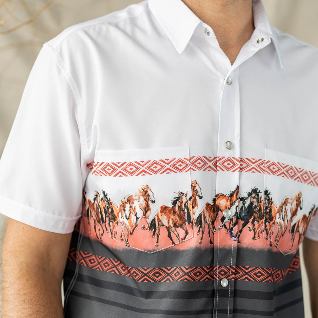 RSVLTS Runnin’ Wild KUNUFLEX Short Sleeve Shirt in White — detail 6