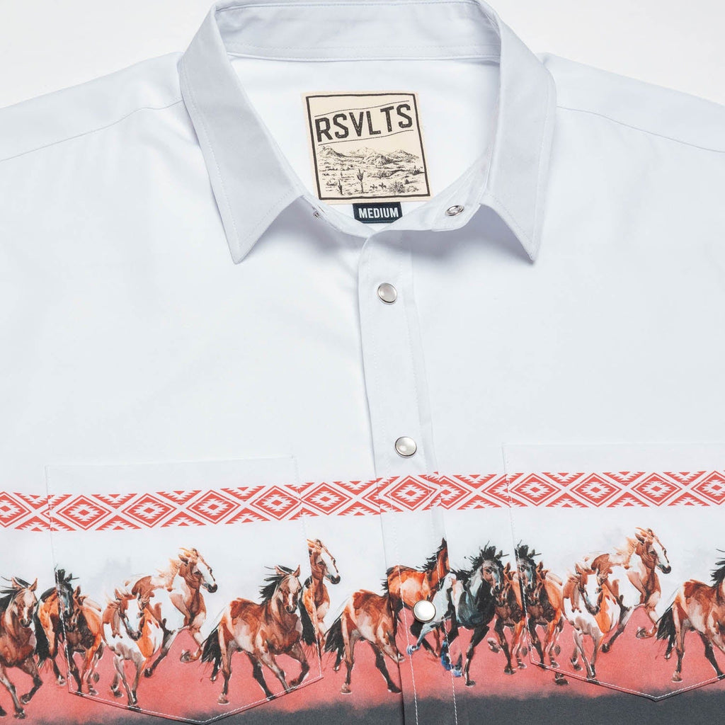 RSVLTS Runnin’ Wild KUNUFLEX Short Sleeve Shirt in White — detail 7