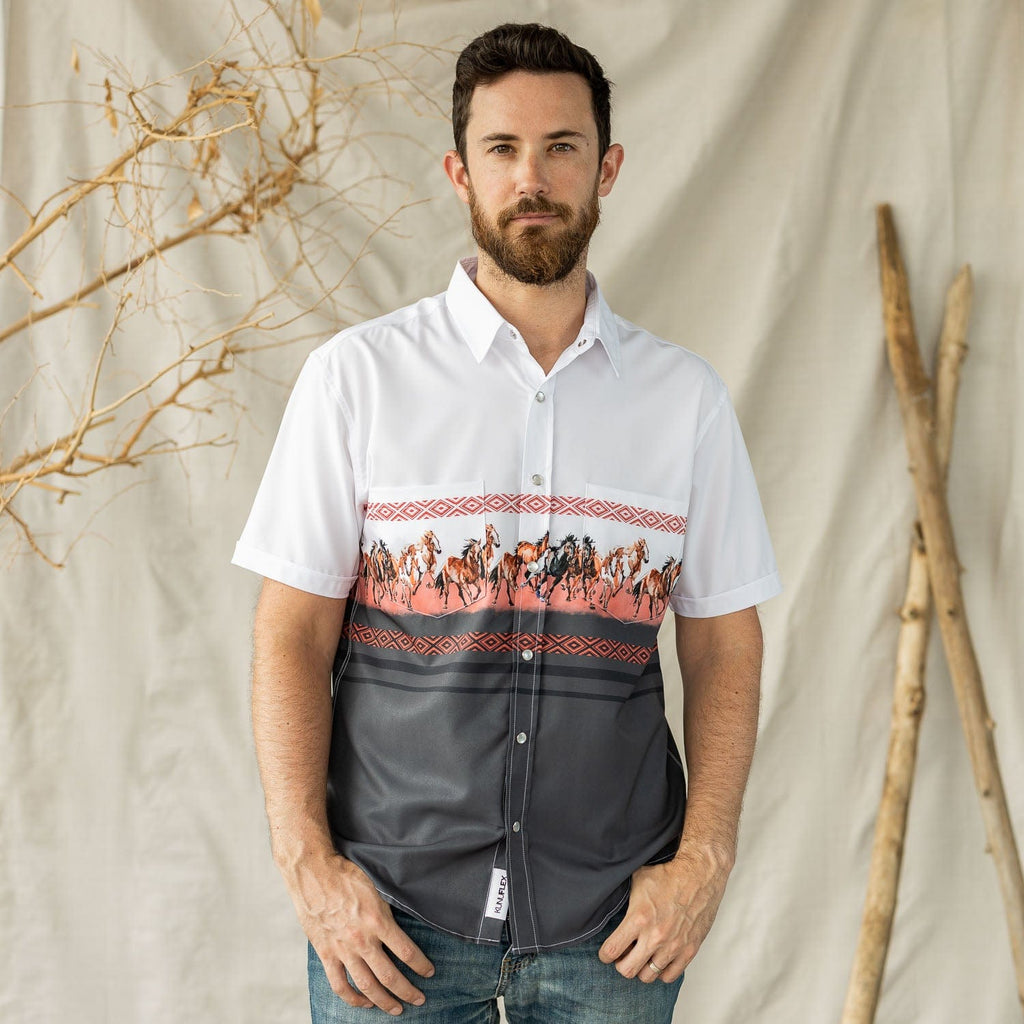 RSVLTS Runnin’ Wild KUNUFLEX Short Sleeve Shirt in White — detail 4