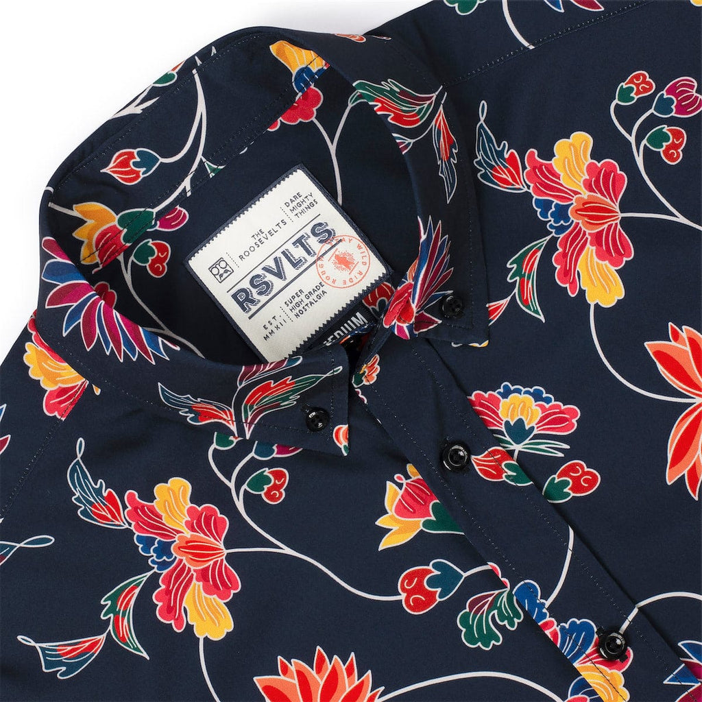 RSVLTS Retro Vines KUNUFLEX Short Sleeve Shirt in Black — detail 8