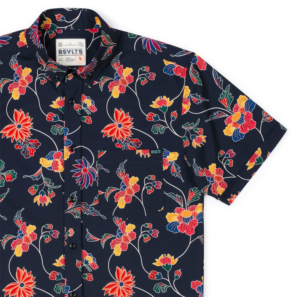 RSVLTS Retro Vines KUNUFLEX Short Sleeve Shirt in Black — detail 4