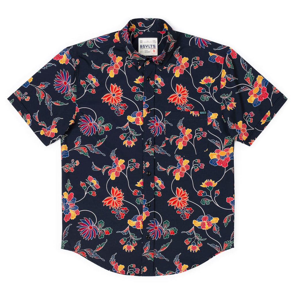 RSVLTS Retro Vines KUNUFLEX Short Sleeve Shirt in Black — detail 7