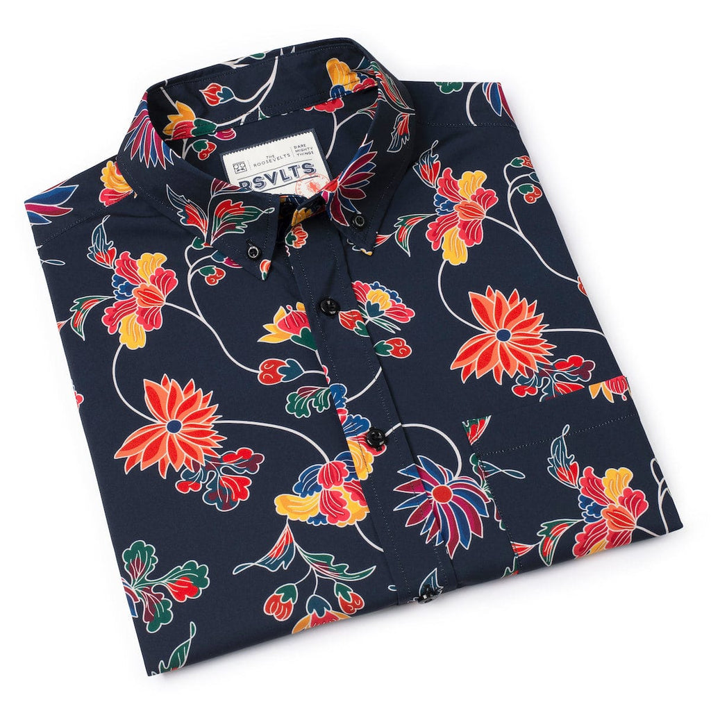 RSVLTS Retro Vines KUNUFLEX Short Sleeve Shirt in Black — detail 10
