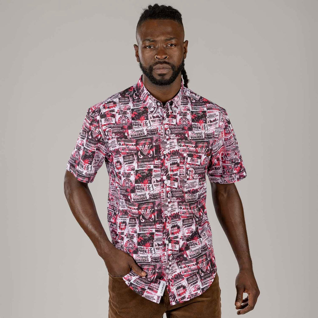 RSVLTS The Hawkins Post KUNUFLEX Short Sleeve Shirt in Brown — detail 2