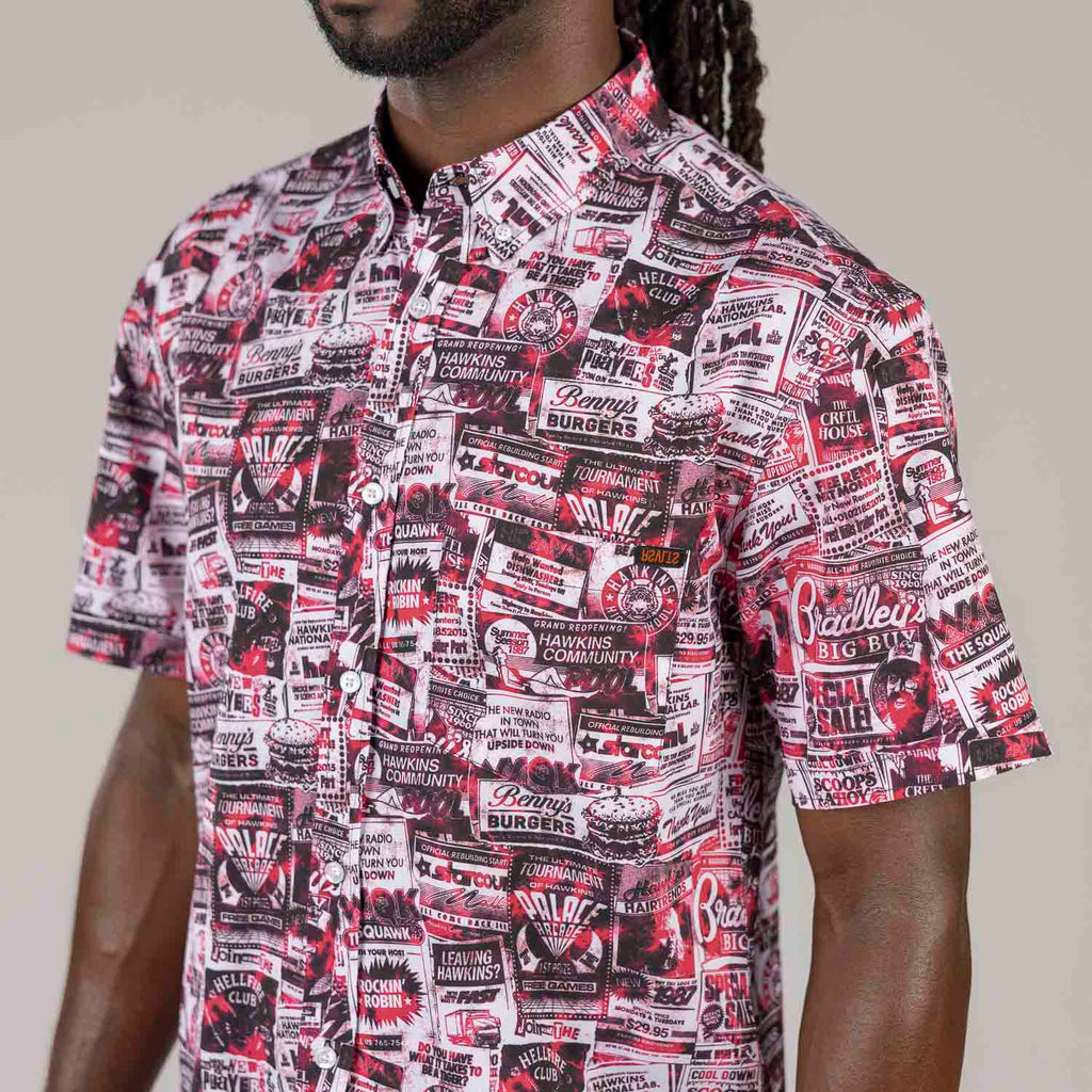 RSVLTS The Hawkins Post KUNUFLEX Short Sleeve Shirt in Brown — detail 4