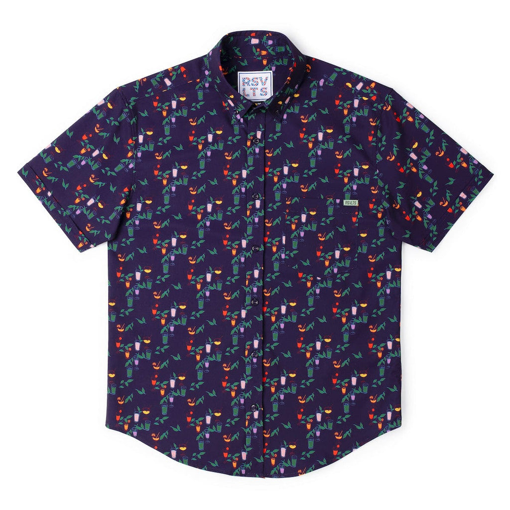 RSVLTS Off the Clock-tails KUNUFLEX Short Sleeve Shirt in Purple — detail 4