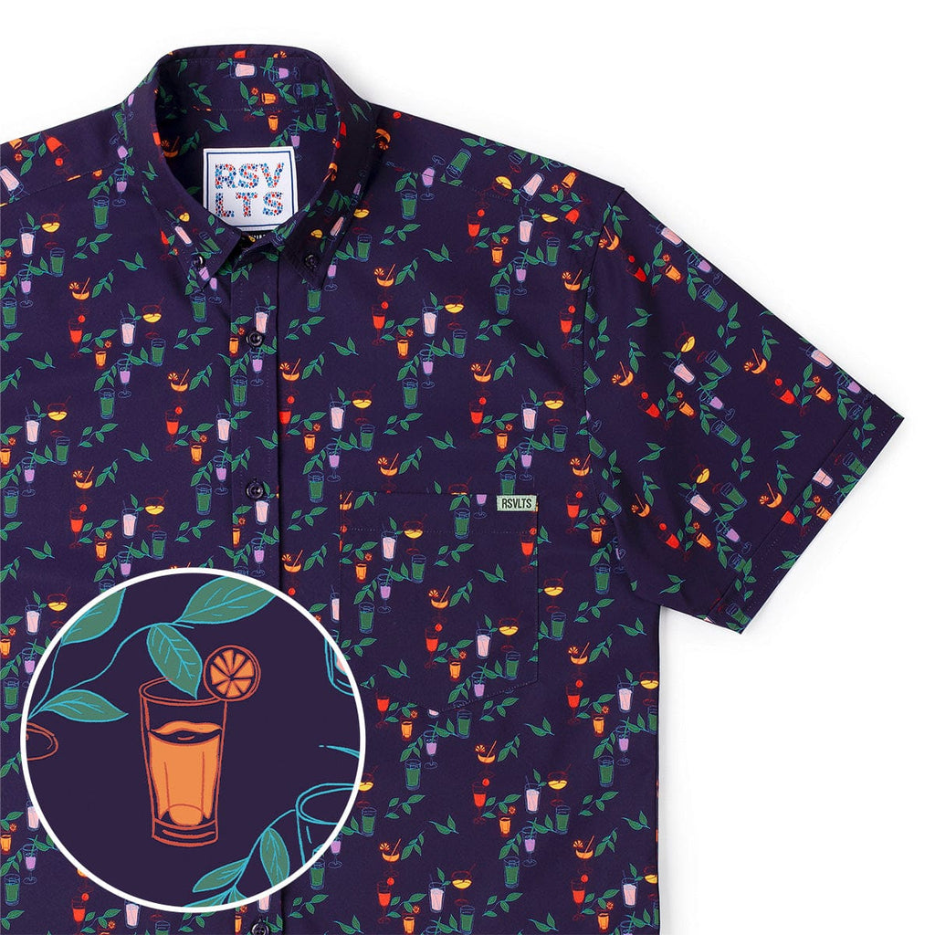 RSVLTS Off the Clock-tails KUNUFLEX Short Sleeve Shirt in Purple — front view