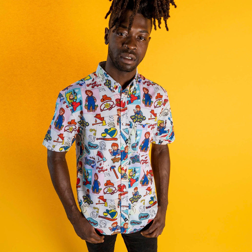 RSVLTS Wanna Color? KUNUFLEX Short Sleeve Shirt in White — detail 8