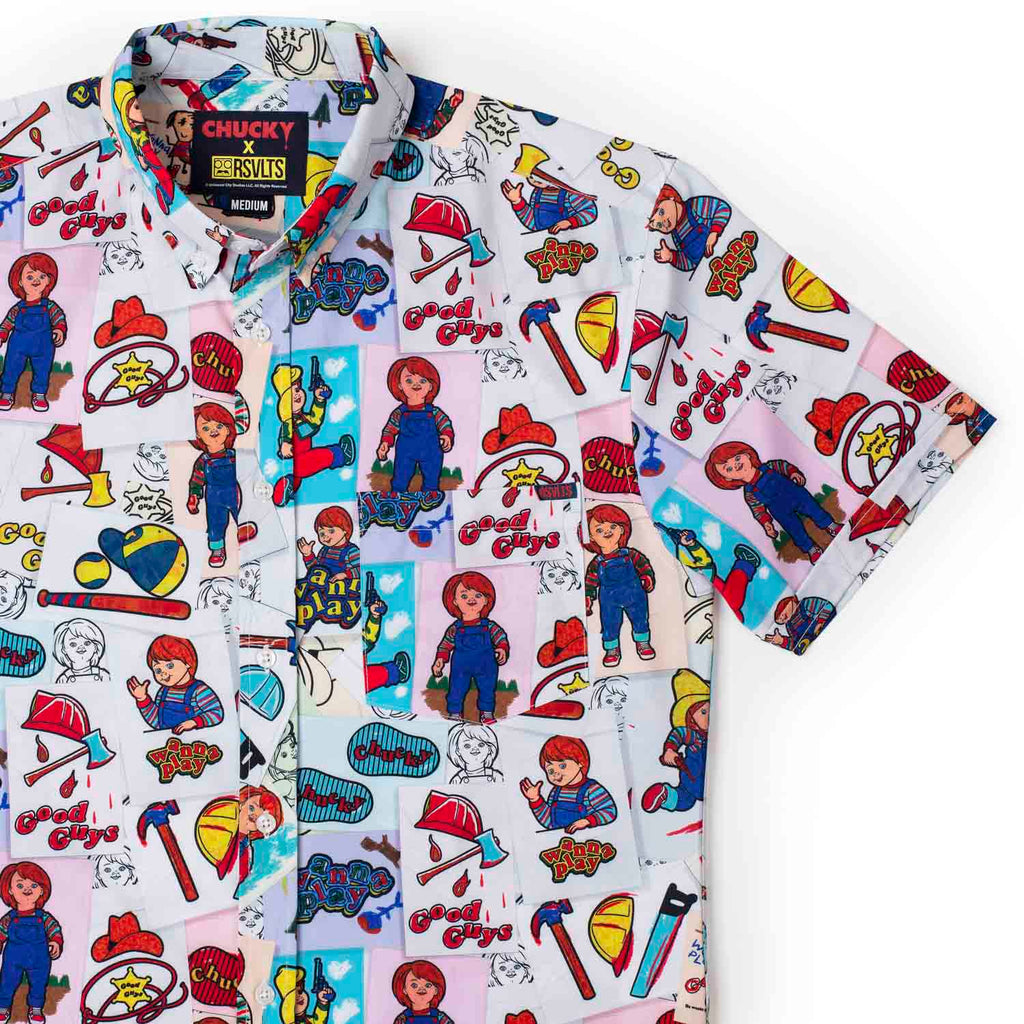 RSVLTS Wanna Color? KUNUFLEX Short Sleeve Shirt in White — front view