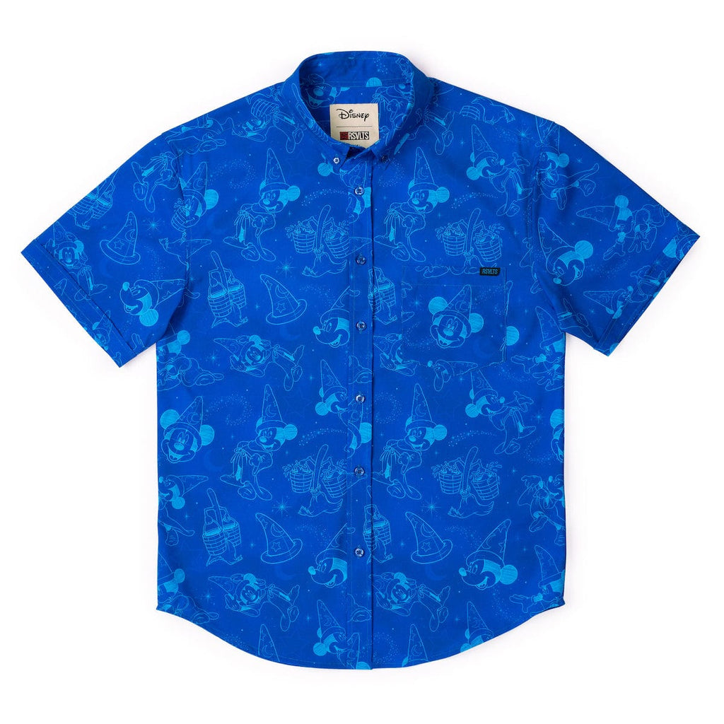 RSVLTS Sketches in the Stars KUNUFLEX Short Sleeve Shirt in Blue — detail 9