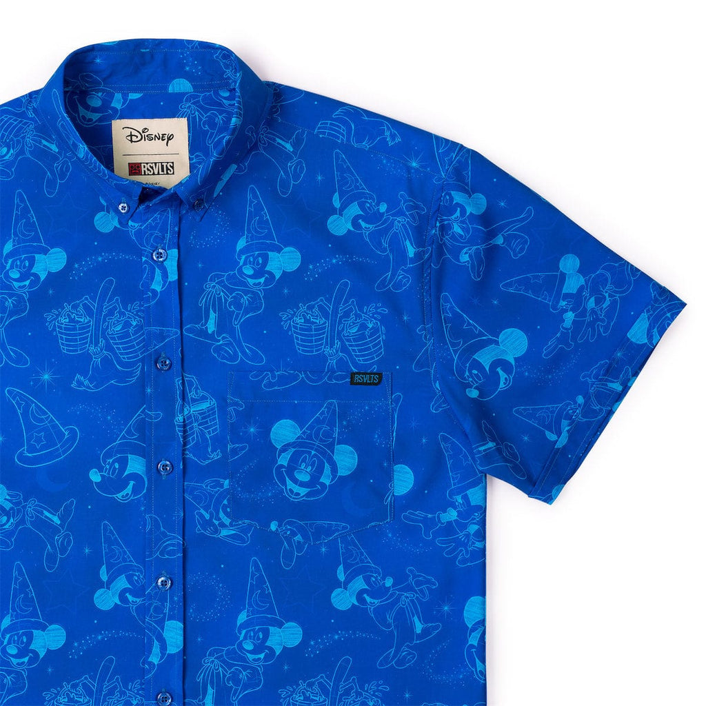 RSVLTS Sketches in the Stars KUNUFLEX Short Sleeve Shirt in Blue — detail 6