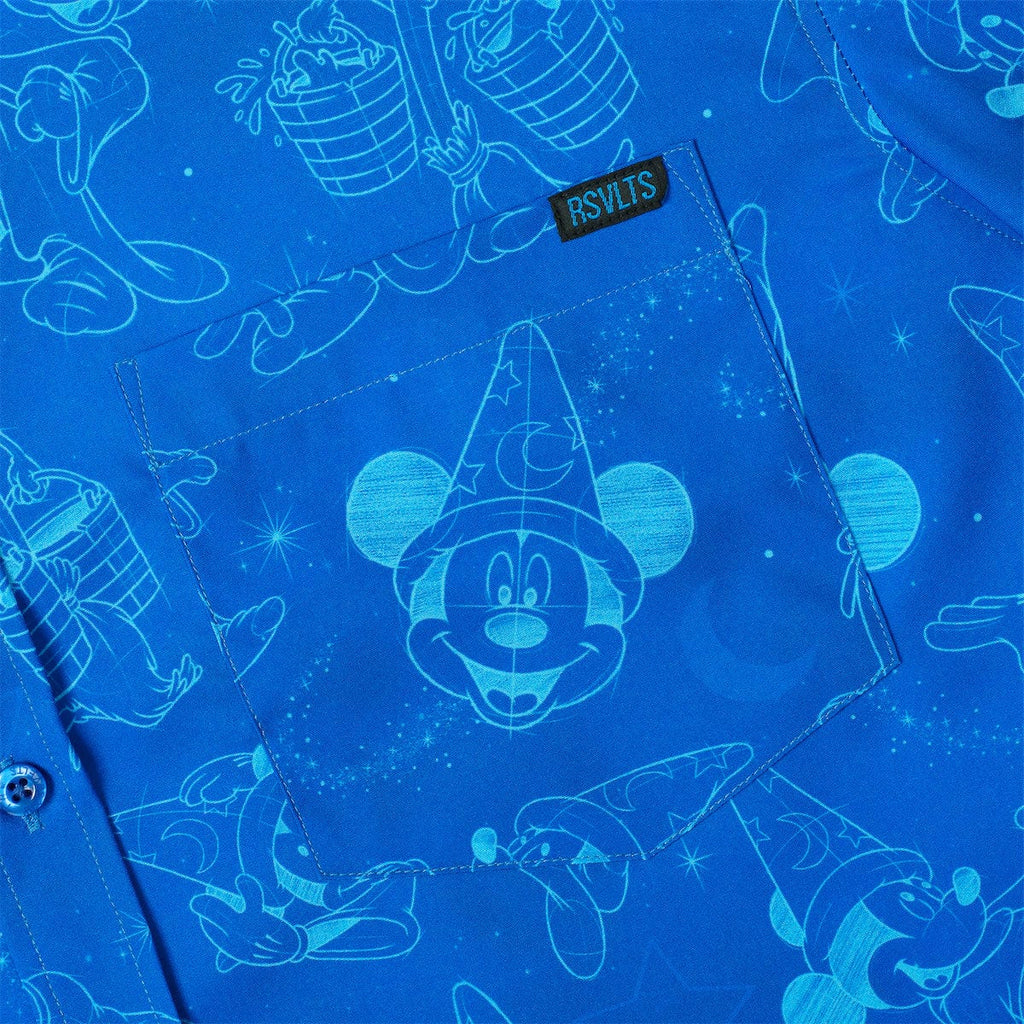 RSVLTS Sketches in the Stars KUNUFLEX Short Sleeve Shirt in Blue — detail 10