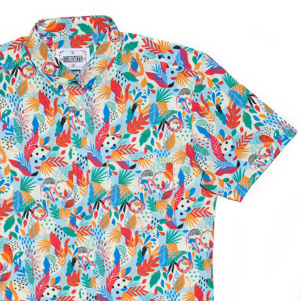 RSVLTS Welcome To The Jungle KUNUFLEX Short Sleeve Shirt in Multicolor — front view