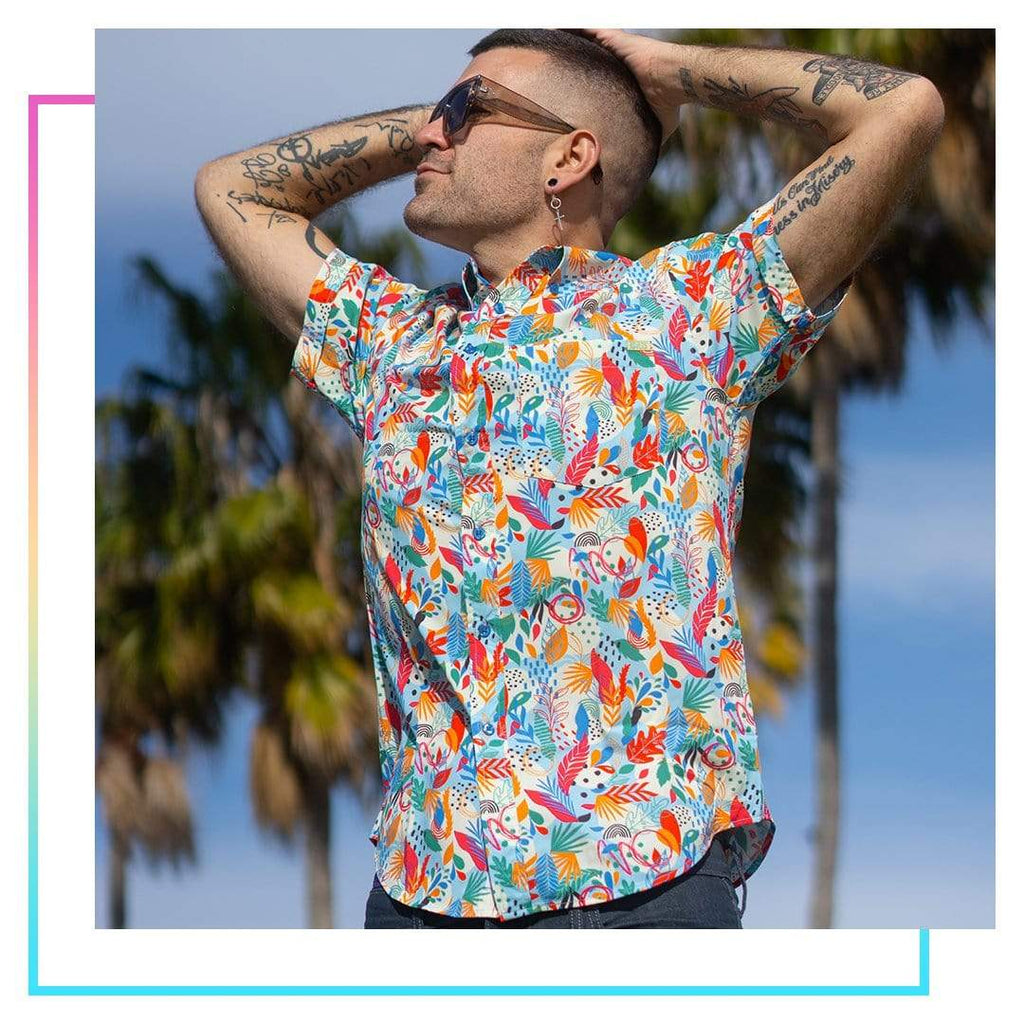 RSVLTS Welcome To The Jungle KUNUFLEX Short Sleeve Shirt in Multicolor — detail 4