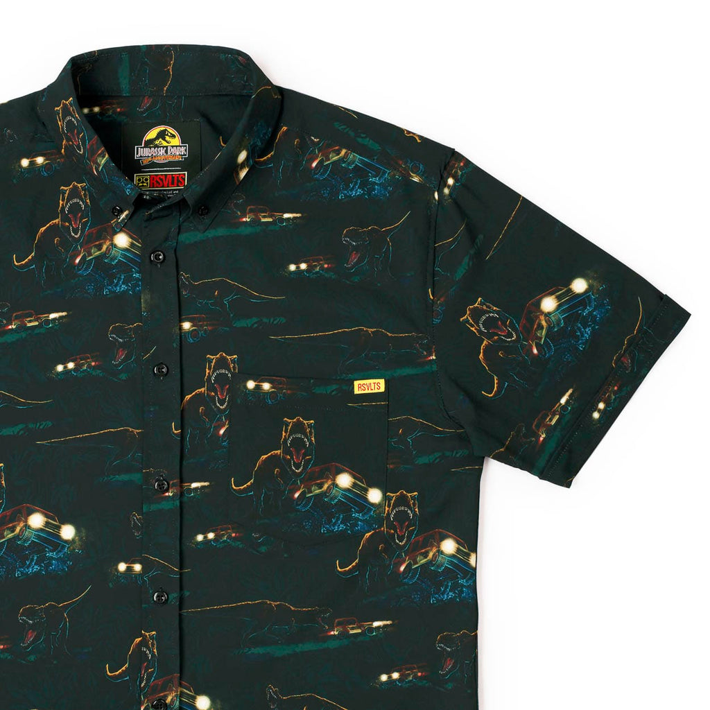 RSVLTS Must Go Faster KUNUFLEX Short Sleeve Shirt in Black — front view