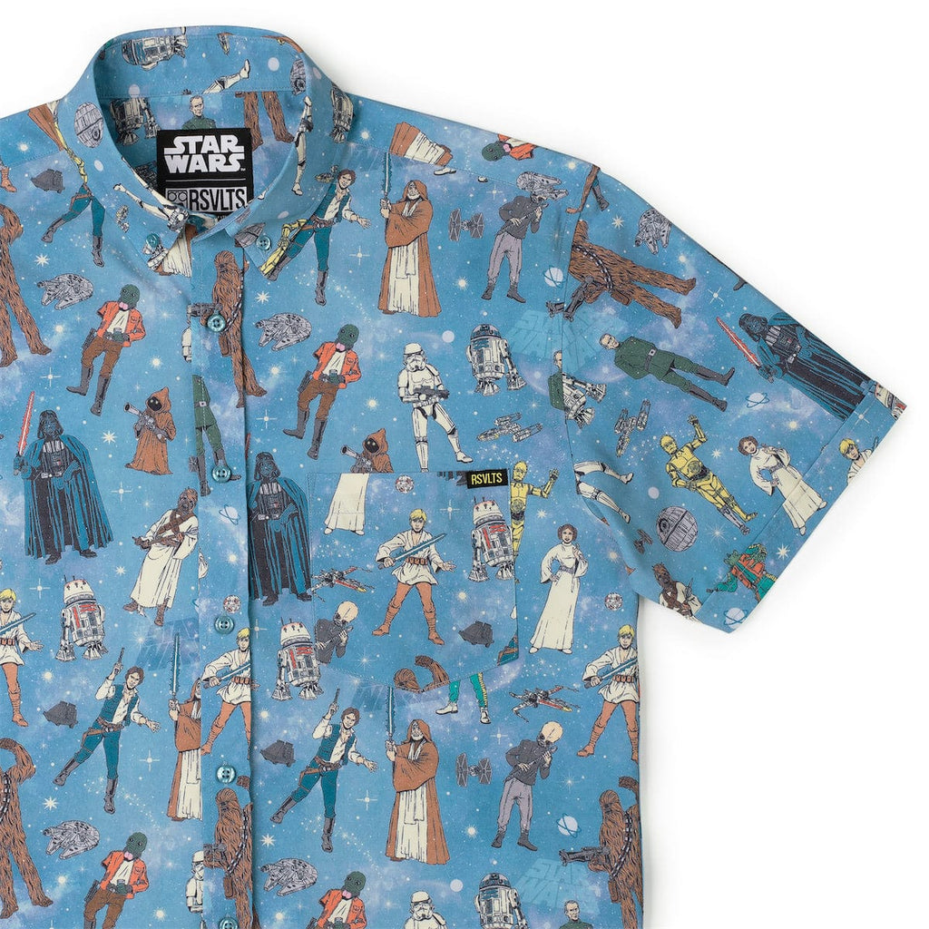 RSVLTS Retro ‘77 KUNUFLEX Short Sleeve Shirt in Blue — front view