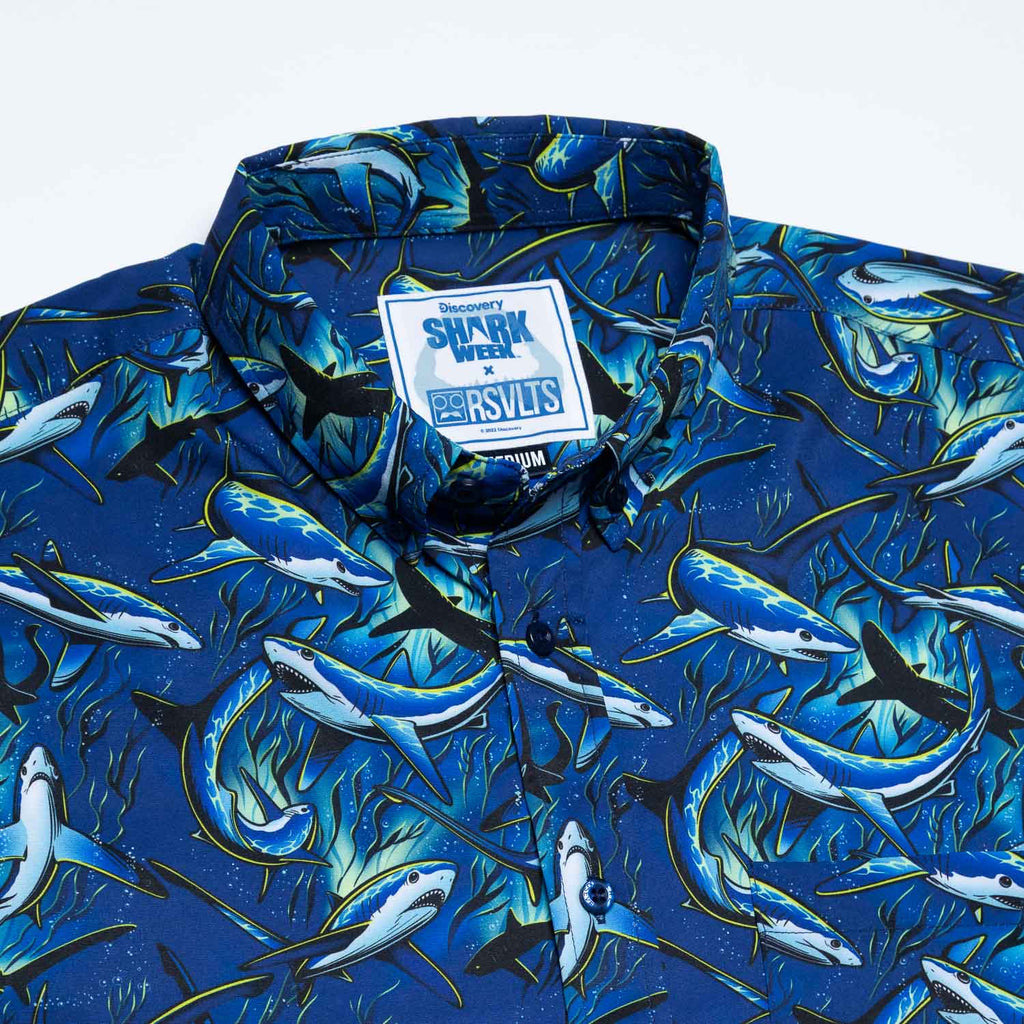 RSVLTS Feeding Frenzy KUNUFLEX Short Sleeve Shirt in Blue — detail 6
