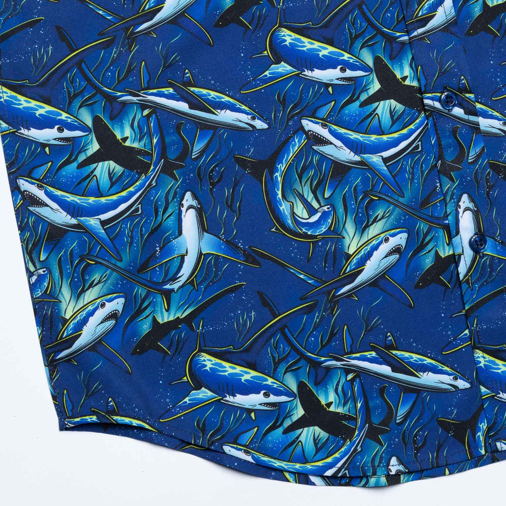 RSVLTS Feeding Frenzy KUNUFLEX Short Sleeve Shirt in Blue — detail 5
