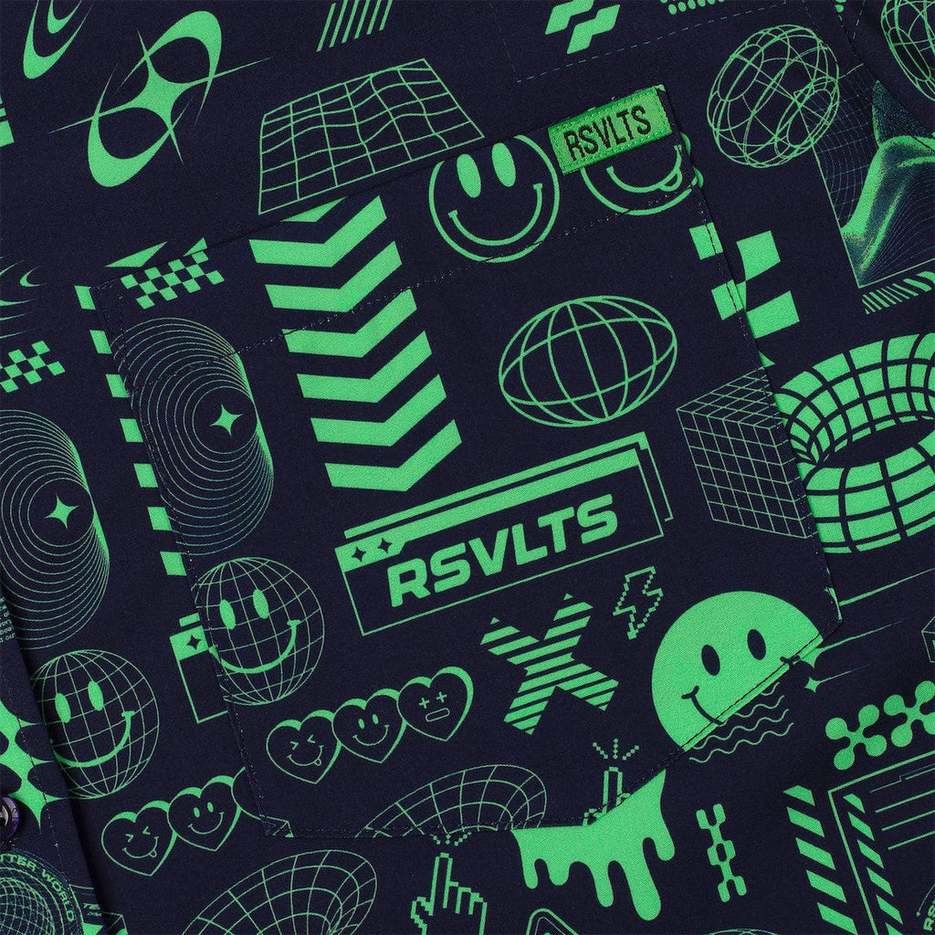 RSVLTS World Wide Widgets KUNUFLEX Short Sleeve Shirt in Black — detail 6