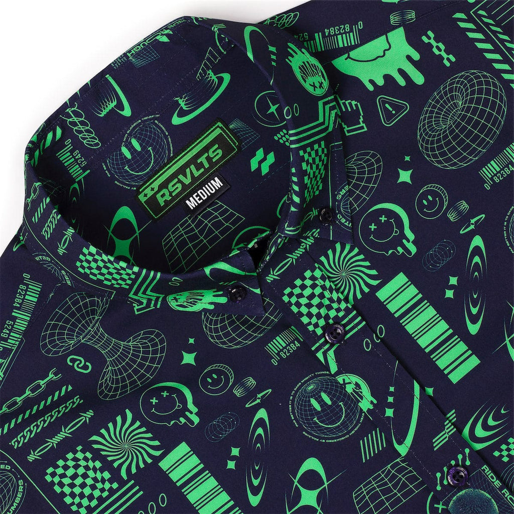 RSVLTS World Wide Widgets KUNUFLEX Short Sleeve Shirt in Black — detail 8