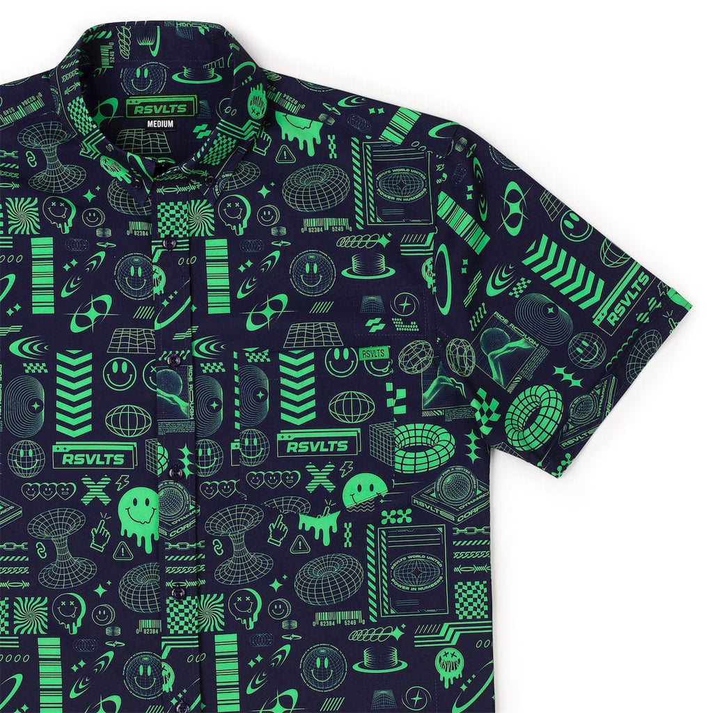 RSVLTS World Wide Widgets KUNUFLEX Short Sleeve Shirt in Black — detail 4