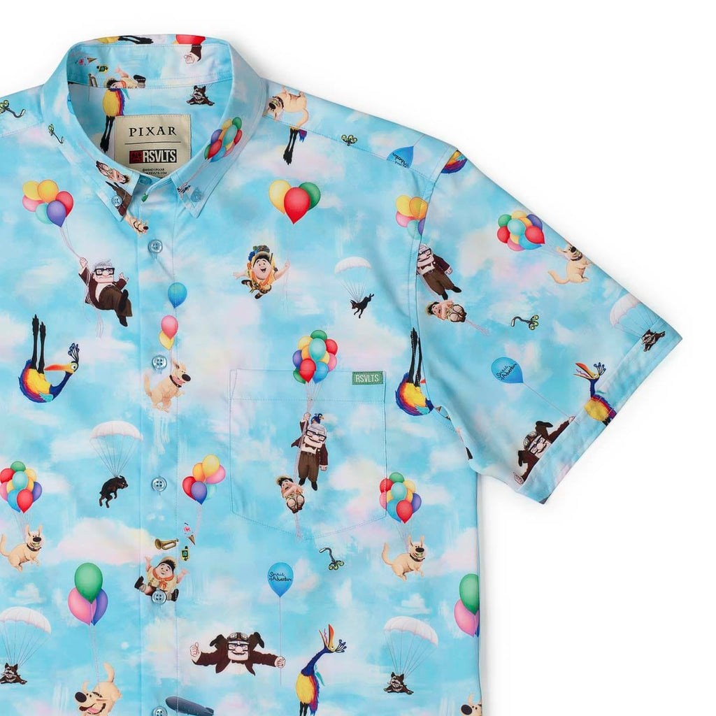 RSVLTS What Goes Up... KUNUFLEX Short Sleeve Shirt in Blue — front view