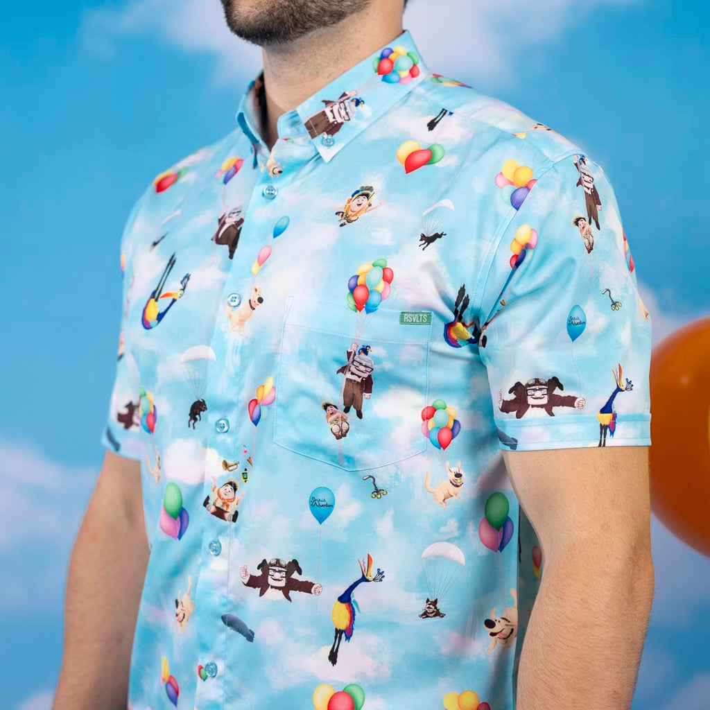 RSVLTS What Goes Up... KUNUFLEX Short Sleeve Shirt in Blue — detail 6