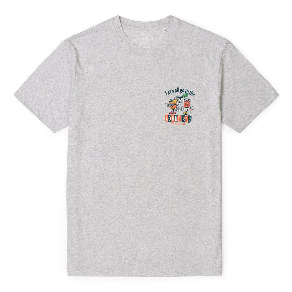 RSVLTS Let’s All Go to the Lobby Bar Crewneck Tee in Gray — detail 5