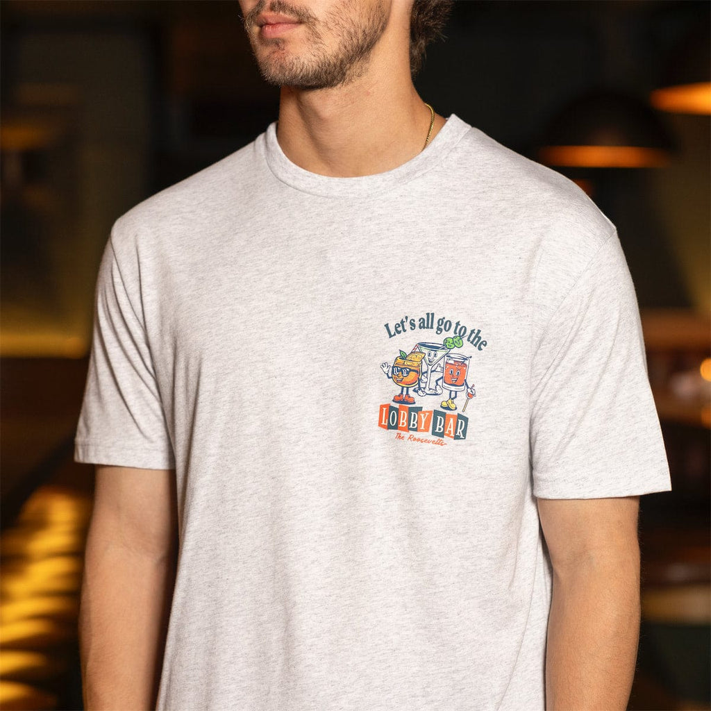 RSVLTS Let’s All Go to the Lobby Bar Crewneck Tee in Gray — detail 4