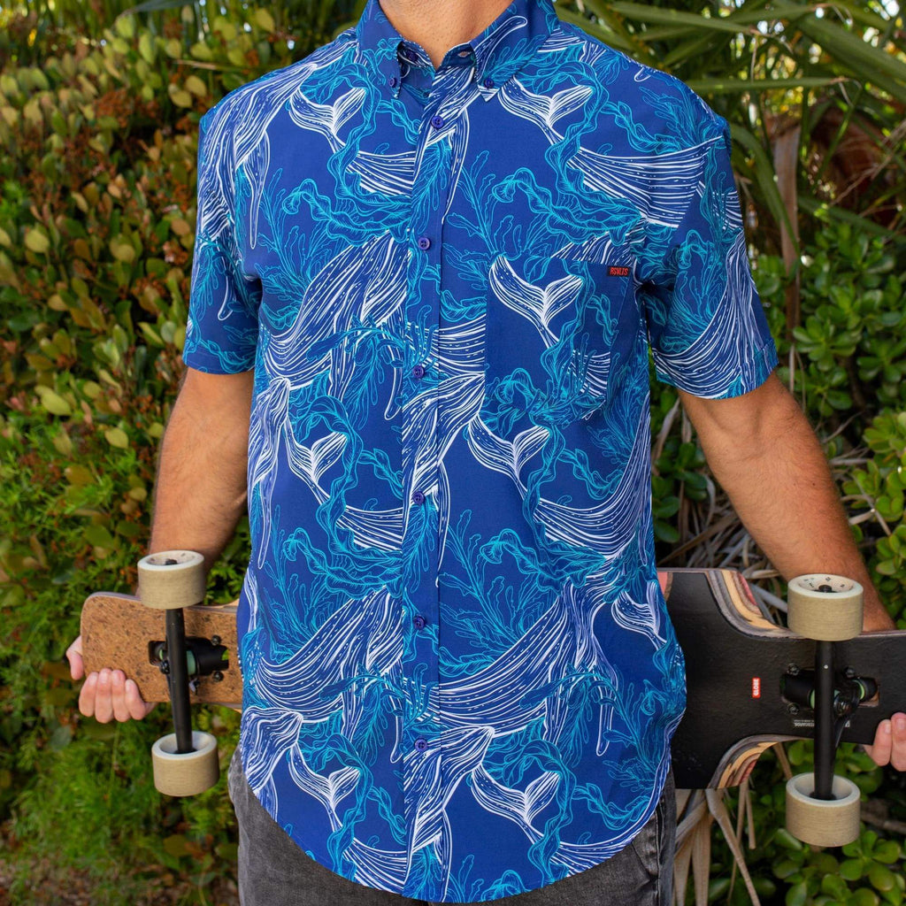 RSVLTS Free Willy KUNUFLEX Short Sleeve Shirt in Blue — detail 3