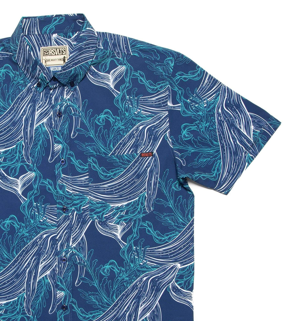 RSVLTS Free Willy KUNUFLEX Short Sleeve Shirt in Blue — front view