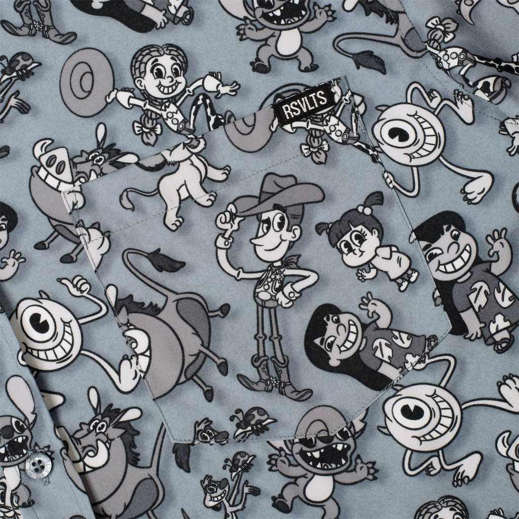 RSVLTS Pie-Eyed Party KUNUFLEX Short Sleeve Shirt in Blue — detail 8