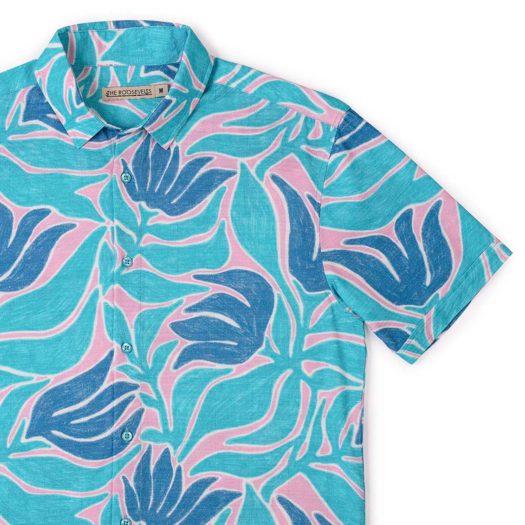 RSVLTS Turq Tropic Bamboo Short Sleeve Shirt in Blue — detail 2
